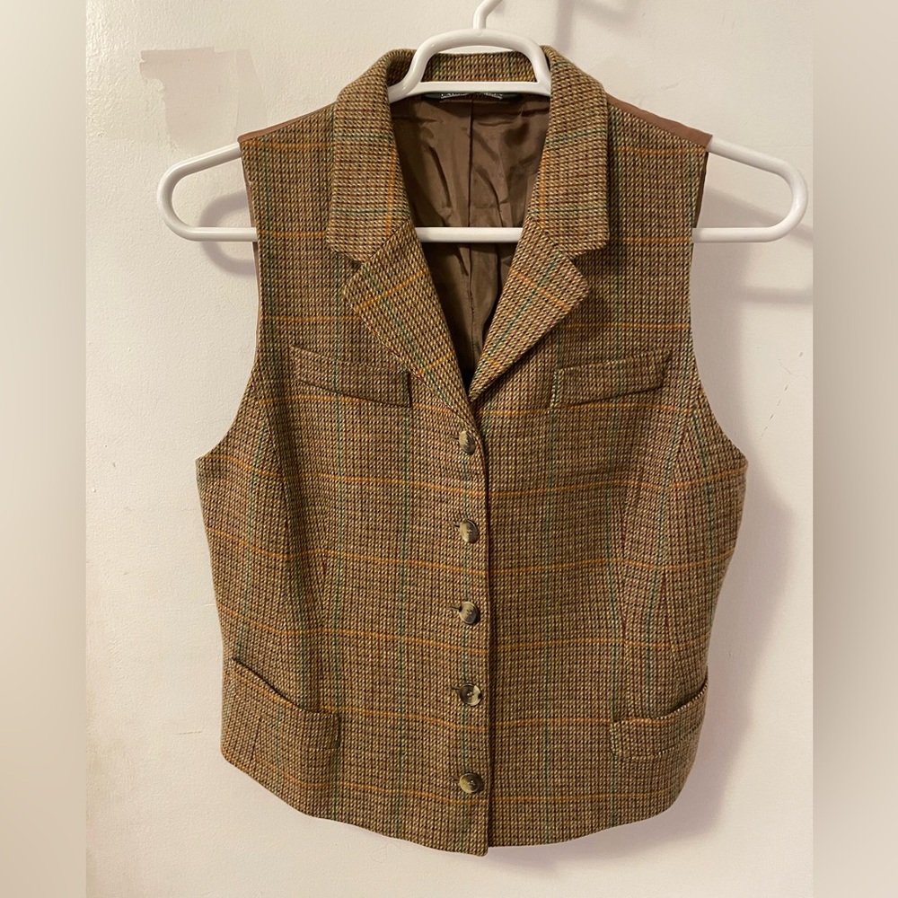 Laura Ashley Wool Plaid Vintage Vest - size 12